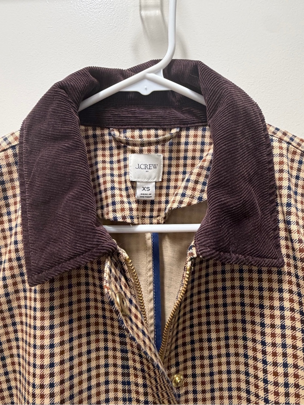 J. Crew Factory Navy/Cream/Brown Cotton Field Jacket Size XS - Picture 4 of 10